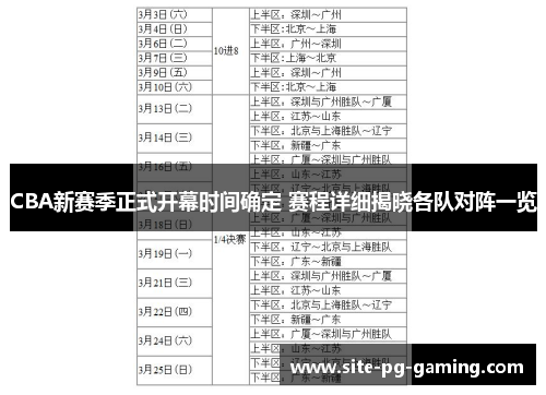 CBA新赛季正式开幕时间确定 赛程详细揭晓各队对阵一览 CBA新赛季正式开幕时间确定 赛程详细揭晓各队对阵一览